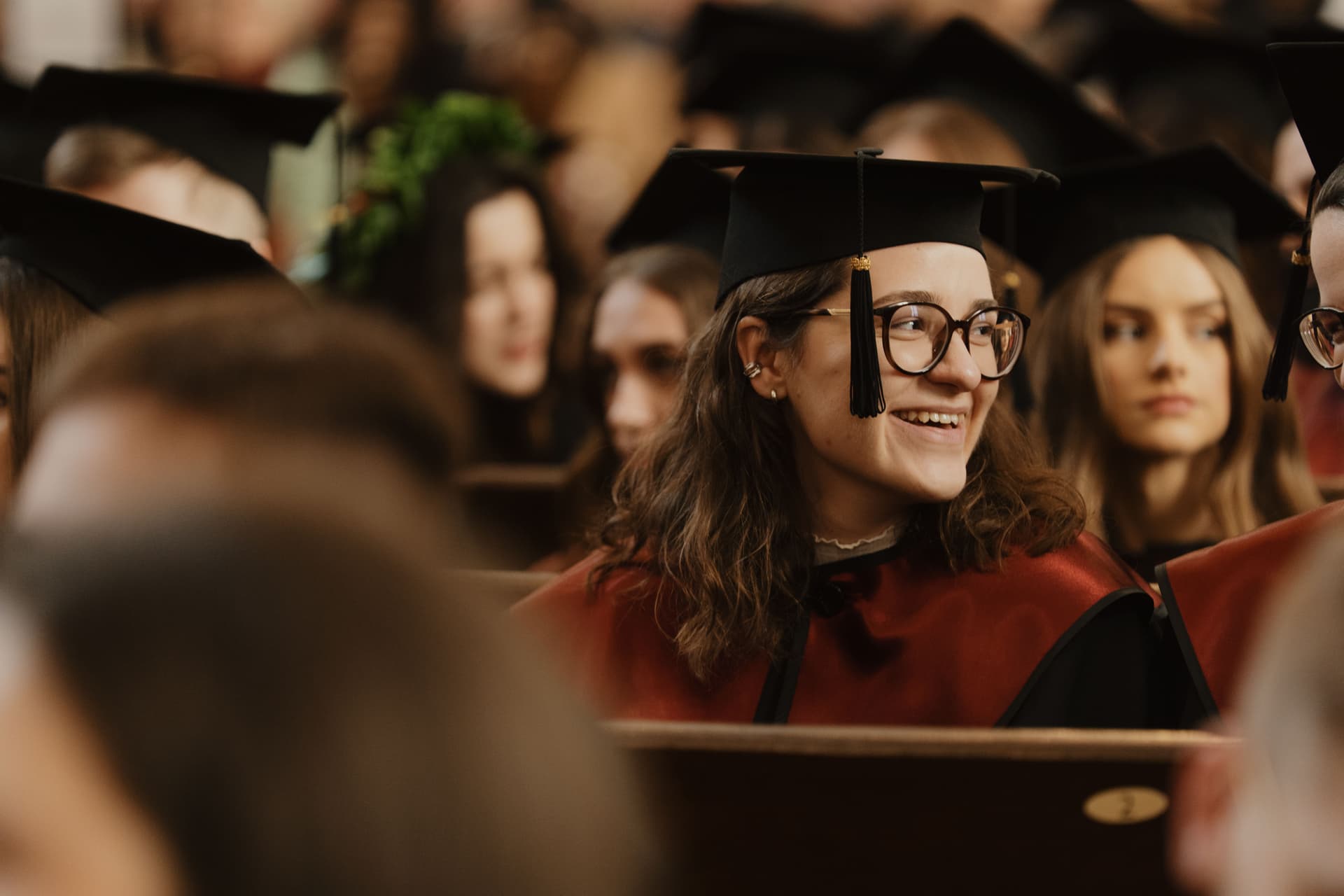 Students of Vilnius University at the graduation ceremony